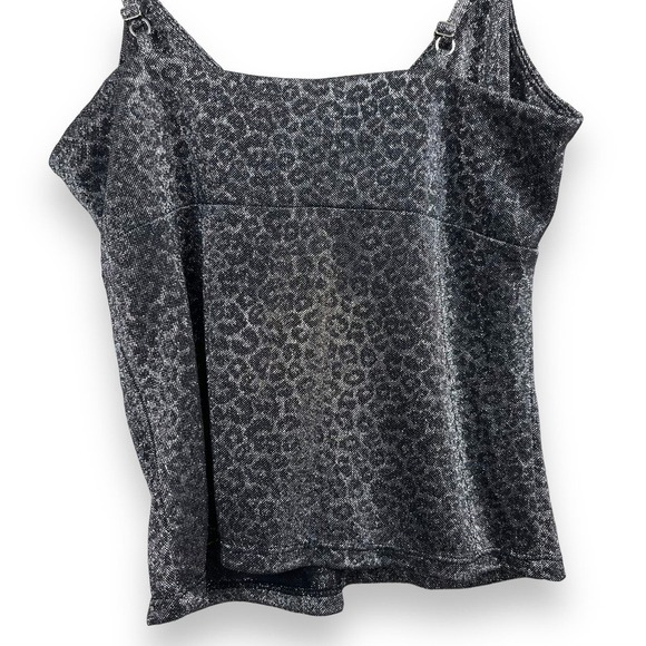Wild Fable Top Womens Medium Black Leopard Print Shiny Spaghetti Strap Y2K Fairy - Picture 10 of 10